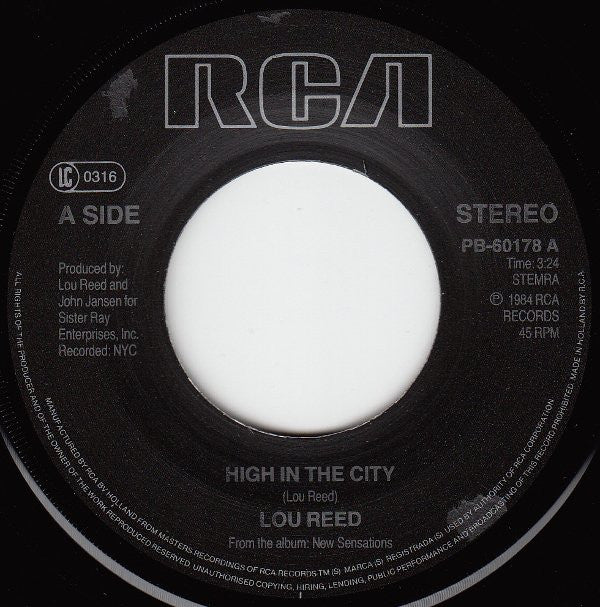 Lou Reed : High In The City (7", Single)