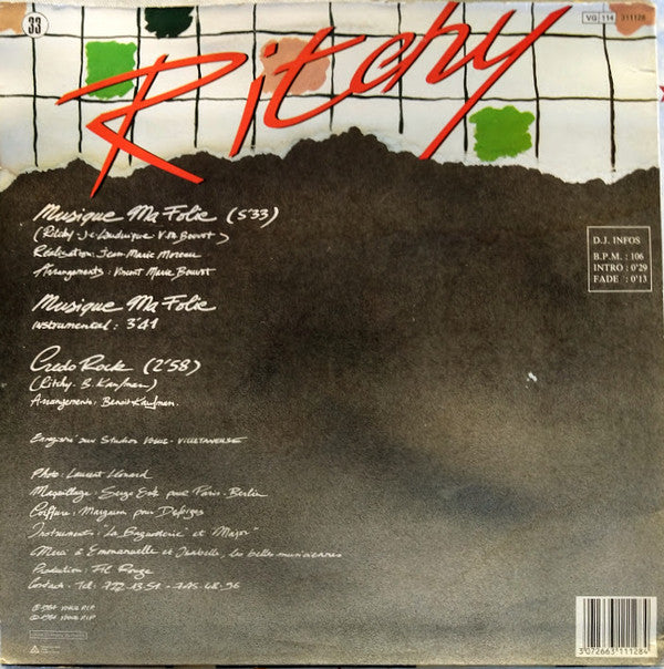 Ritchy : Musique Ma Folie (12", Maxi)