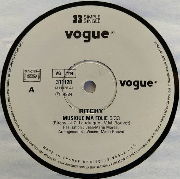 Ritchy : Musique Ma Folie (12", Maxi)