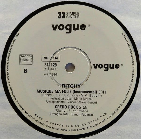 Ritchy : Musique Ma Folie (12", Maxi)
