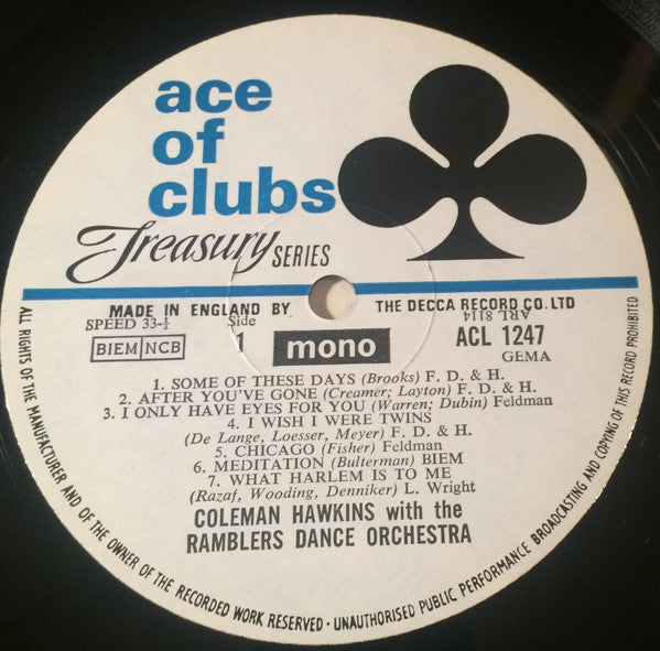 Coleman Hawkins With The Ramblers : The Hawk In Holland (LP, Comp, Mono)