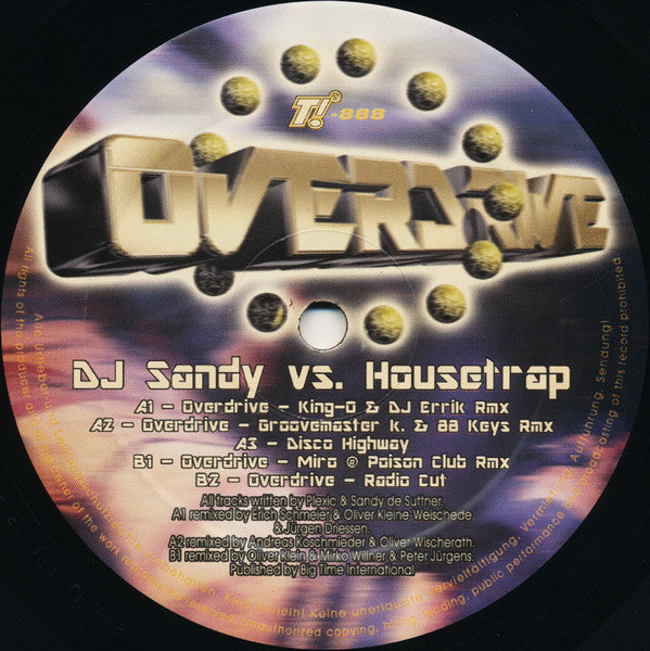 DJ Sandy (4) Vs. Housetrap : Overdrive (12")