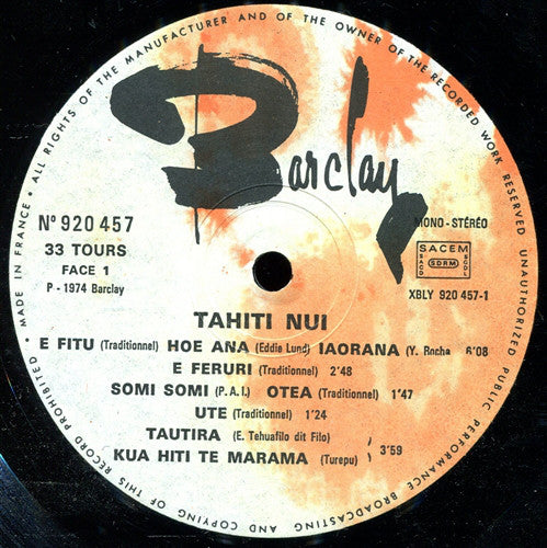 The Tahiti Nui Revue : Tahiti Nui (LP, Album)