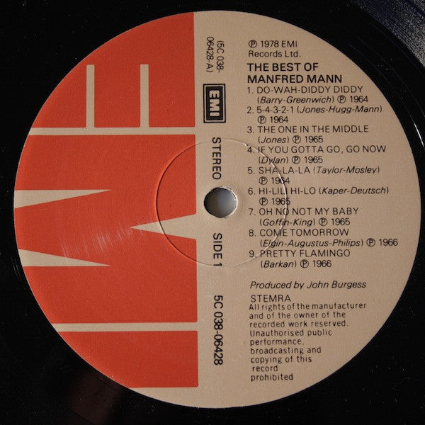 Manfred Mann : The Best Of Manfred Mann (LP, Comp)