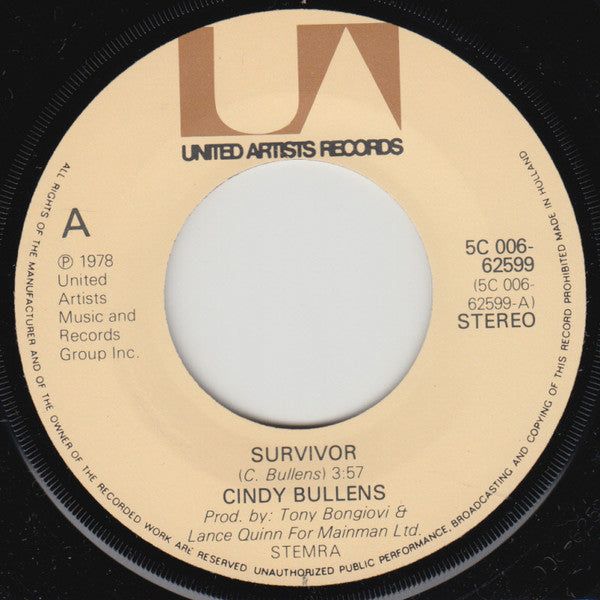 Cindy Bullens : Survivor (7", Single)