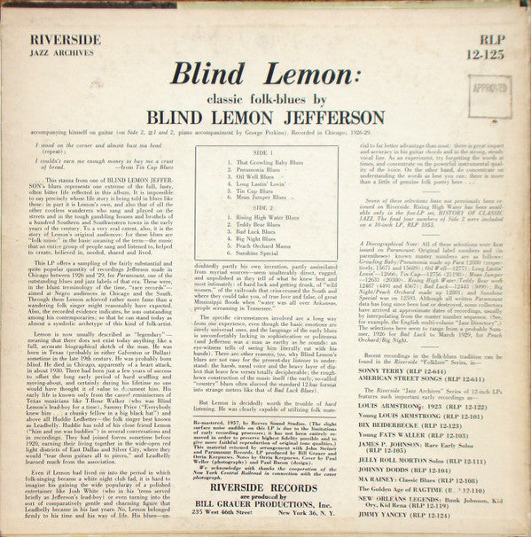 Blind Lemon Jefferson : Classic Folk Blues By Blind Lemon Jefferson (LP, Comp, RM)