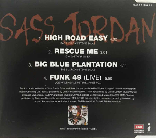 Sass Jordan : High Road Easy (CD, Single)