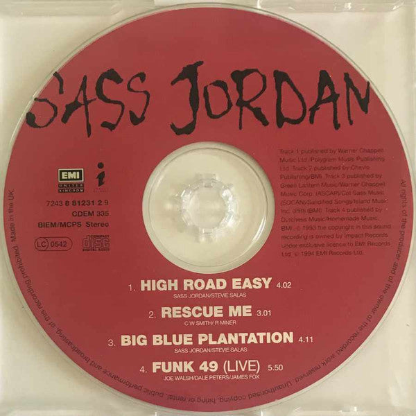 Sass Jordan : High Road Easy (CD, Single)