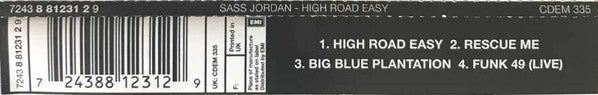 Sass Jordan : High Road Easy (CD, Single)