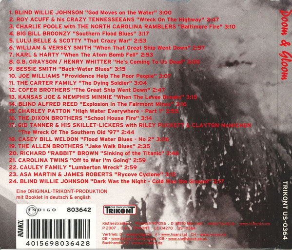 Various : Doom & Gloom (Early Songs Of Angst And Disaster 1927-1945)  (CD, Comp)