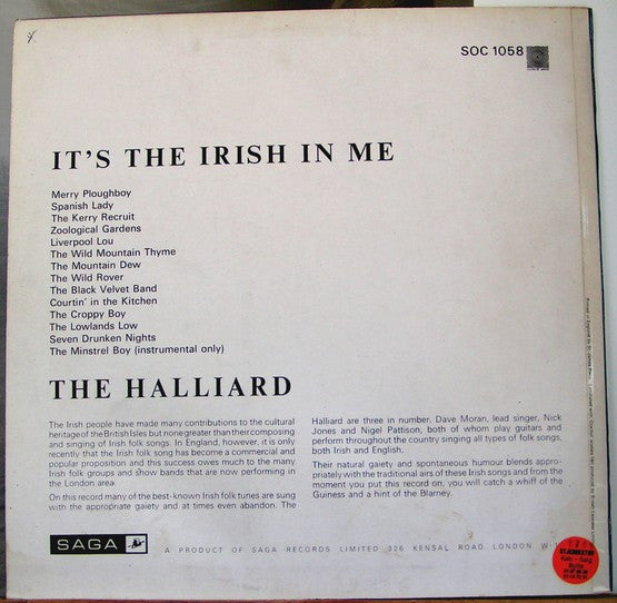 The Halliard : It's The Irish In Me (LP, Album)