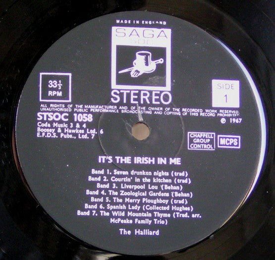 The Halliard : It's The Irish In Me (LP, Album)