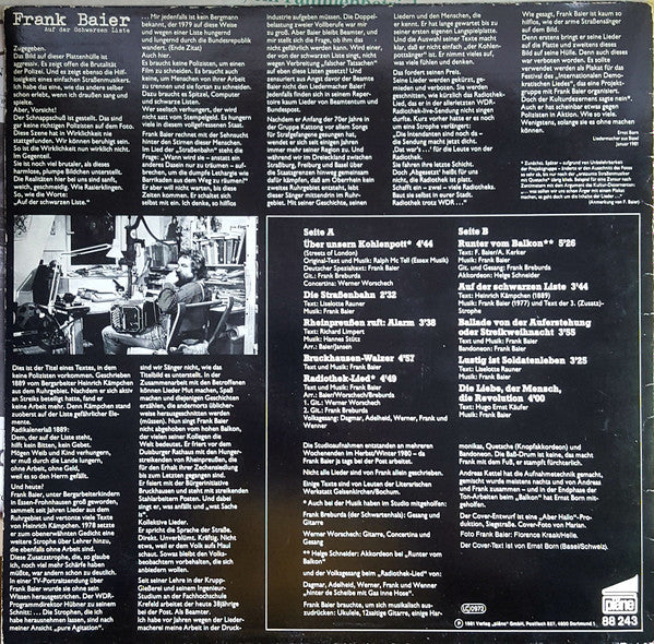 Frank Baier (2) : Auf Der Schwarzen Liste (LP, Album)