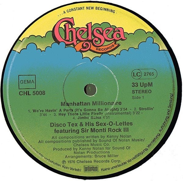 Disco Tex & His Sex-O-Lettes Featuring Sir Monti Rock III : Manhattan Millionaire (LP, Album)