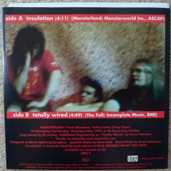 Monsterland : Insulation / Totally Wired (7", Single, Ltd, Num, Gol)