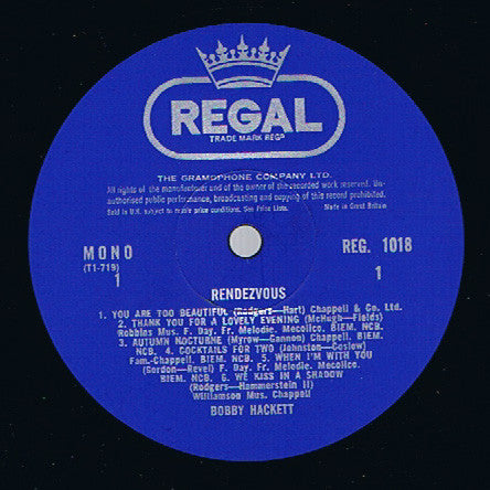 Bobby Hackett : Rendezvous (LP, Album, Mono)