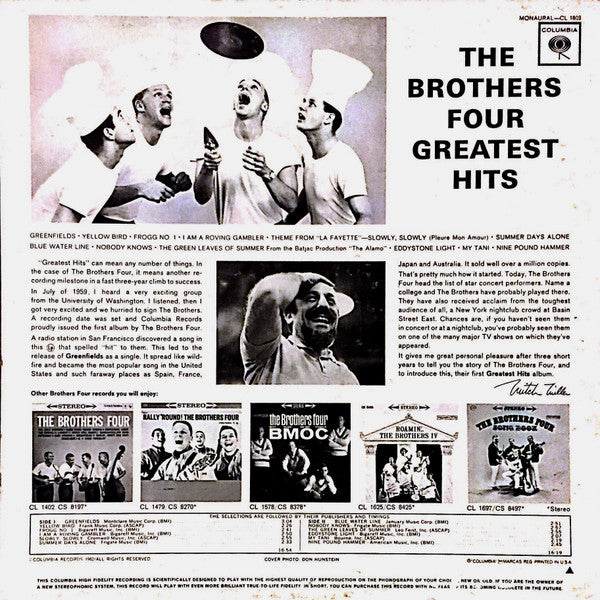 The Brothers Four : Greatest Hits (LP, Comp, Mono)