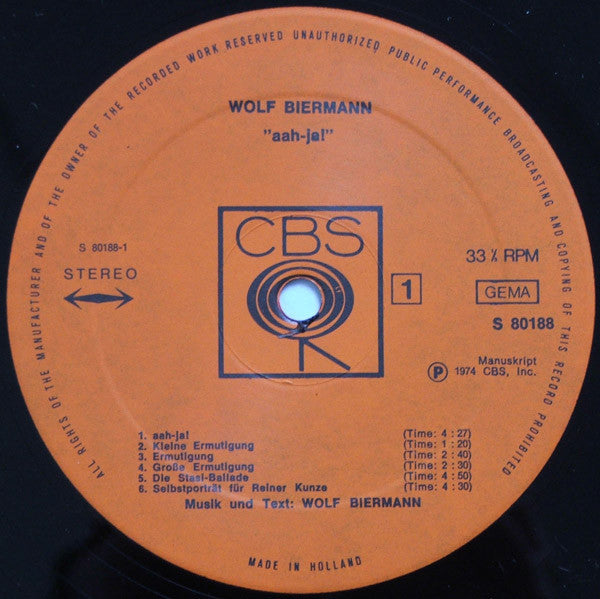 Wolf Biermann : Aah-Ja! (LP, Album)