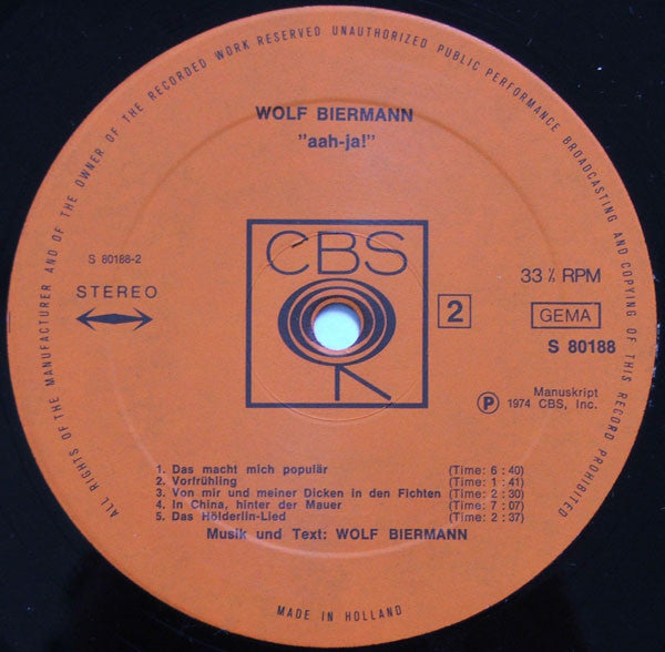 Wolf Biermann : Aah-Ja! (LP, Album)