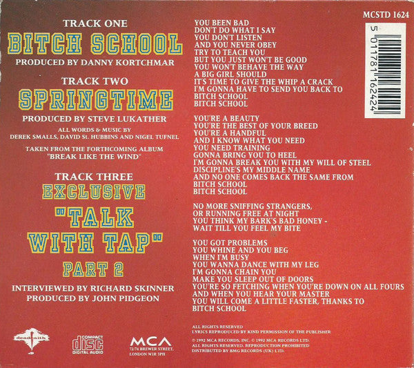Spinal Tap : Bitch School (CD, Single, Dig)
