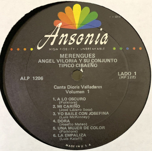 Angel Viloria Y Su Conjunto Típico Cibaeño , Canta:  Dioris Valladares : Merengues Vol. 1 (LP, Album, Mono, RE)
