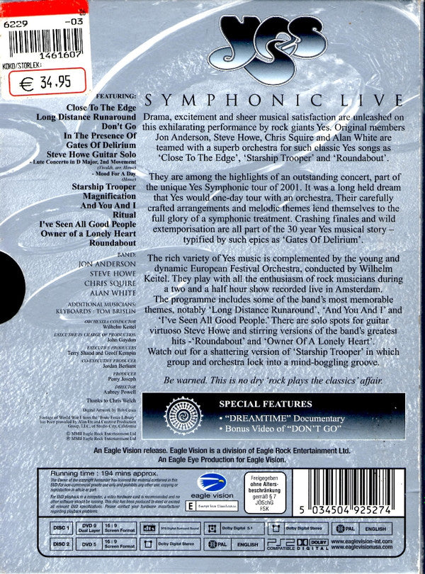 Yes : Symphonic Live (2xDVD-V, Multichannel, PAL)