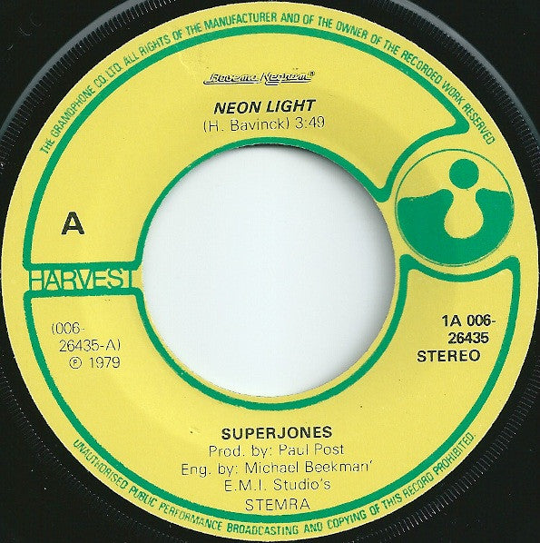 Superjones : Neon Light (7", Single)