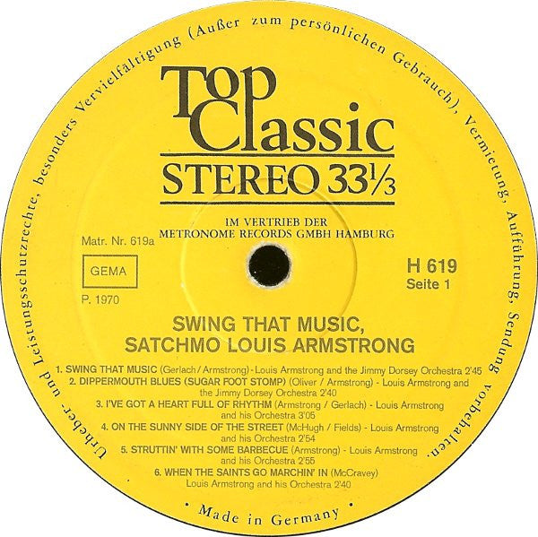 Louis Armstrong : Swing That Music Satchmo (LP, Comp)