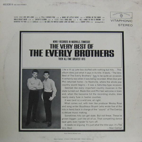 Everly Brothers : The Very Best Of The Everly Brothers (LP, Album, RE)