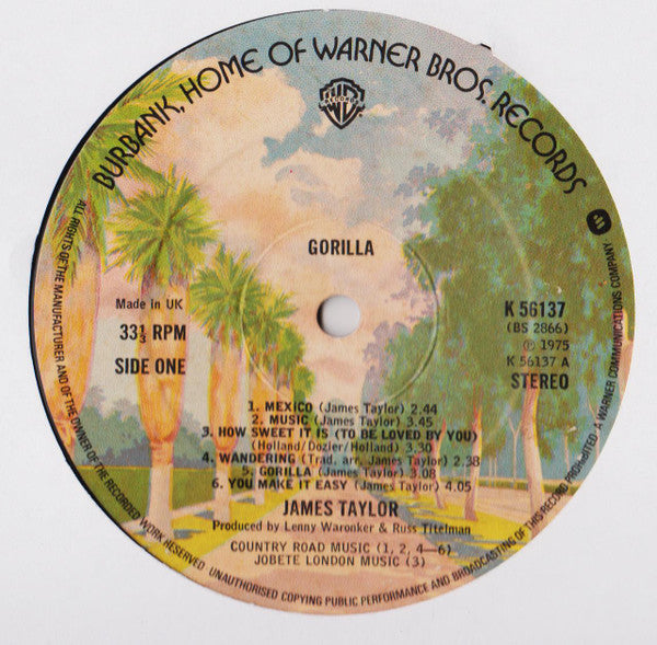 James Taylor (2) : Gorilla (LP, Album)