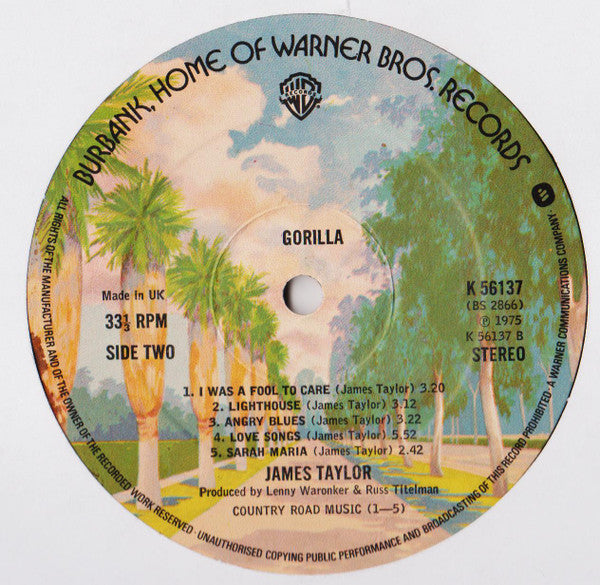 James Taylor (2) : Gorilla (LP, Album)