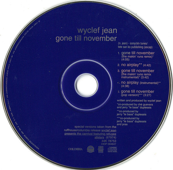 Wyclef Jean : Gone Till November / No Airplay (CD, Maxi)