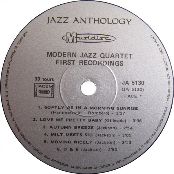 The Modern Jazz Quartet : First Recordings 1952 (LP, Album, RE)