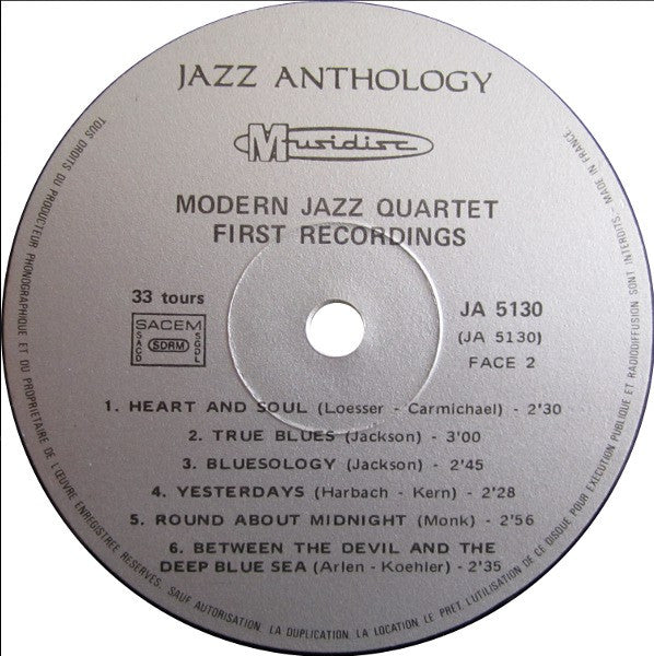 The Modern Jazz Quartet : First Recordings 1952 (LP, Album, RE)