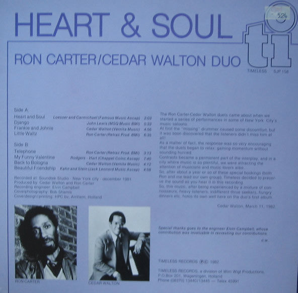 Ron Carter / Cedar Walton Duo : Heart & Soul (LP, Album)