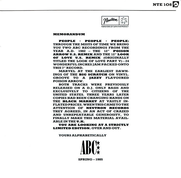 ABC : Poison Arrow (U.S. Re-Mix) (7")