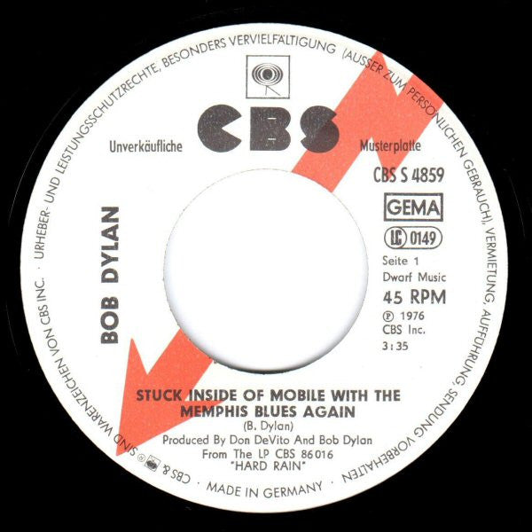 Bob Dylan : Stuck Inside Of Mobile With The Memphis Blues Again / Rita May (7", Single, Promo)