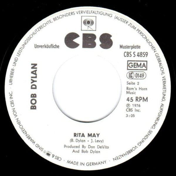 Bob Dylan : Stuck Inside Of Mobile With The Memphis Blues Again / Rita May (7", Single, Promo)