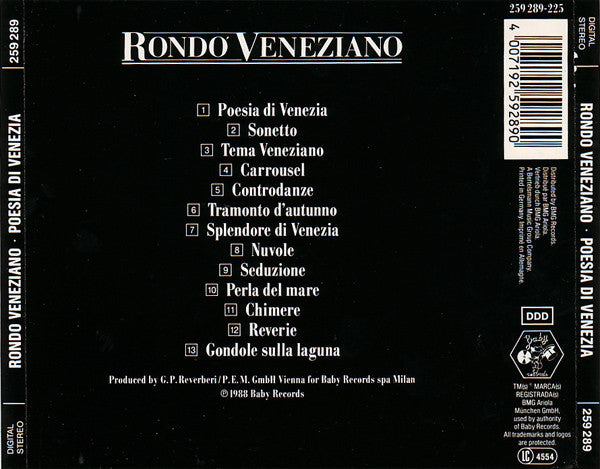 Rondò Veneziano : Poesia Di Venezia (CD, Album)