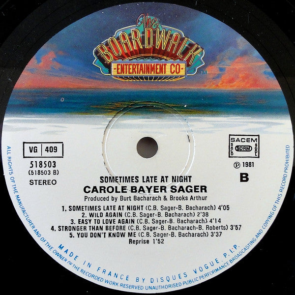 Carole Bayer Sager : Sometimes Late At Night (LP, Album)