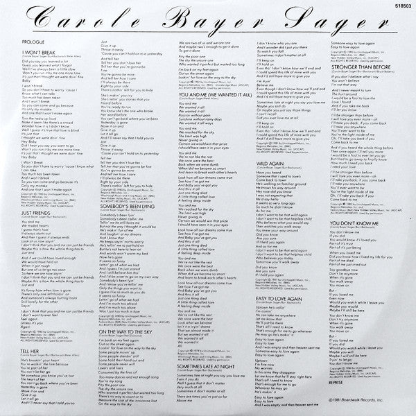 Carole Bayer Sager : Sometimes Late At Night (LP, Album)