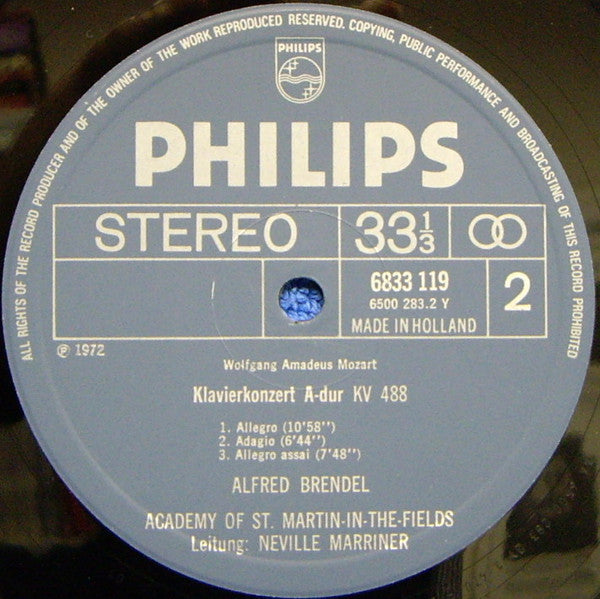 Wolfgang Amadeus Mozart - Alfred Brendel - The Academy Of St. Martin-in-the-Fields - Sir Neville Marriner : Klavierkonzerte Nr. 20 D-moll KV 466 / Nr. 23 A-dur KV 488 (LP, Comp)