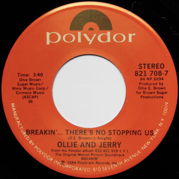 Ollie And Jerry : Breakin'... There's No Stopping Us (7", Single, 26 )