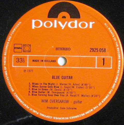 Wim Overgaauw : Blue Guitar (LP, Album)