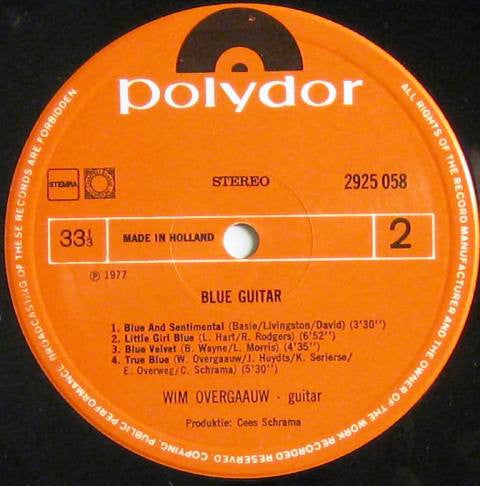 Wim Overgaauw : Blue Guitar (LP, Album)