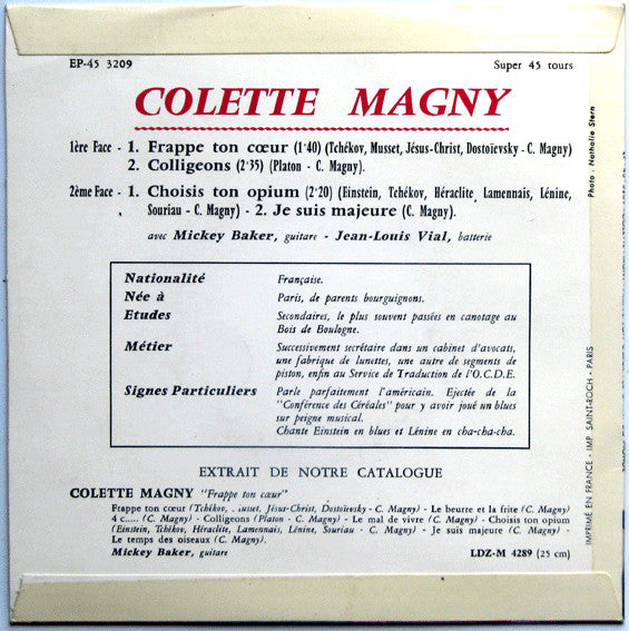 Colette Magny Avec Mickey Baker : Frappe Ton Cœur (7", EP)