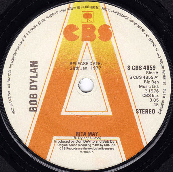Bob Dylan : Stuck Inside Of Mobile With The Memphis Blues Again / Rita May (7", Single, Promo)