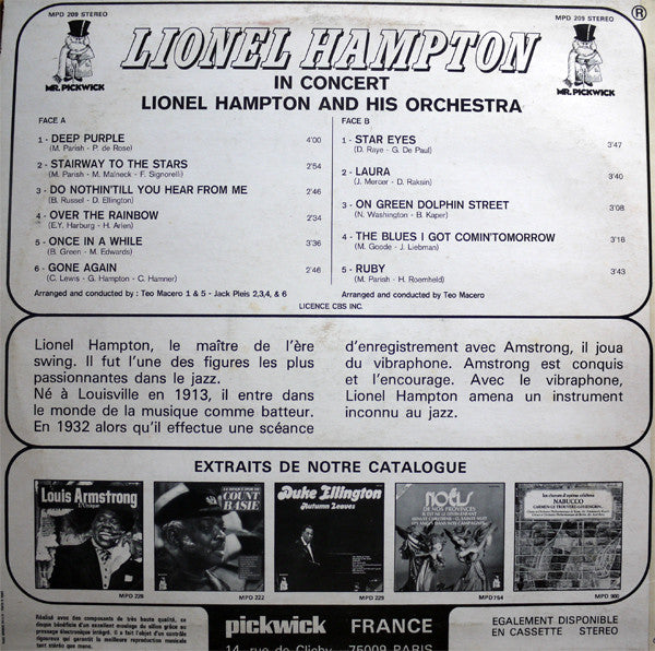 Lionel Hampton And His Orchestra : Lionel Hampton In Concert / Soaring Strings (LP, RE)