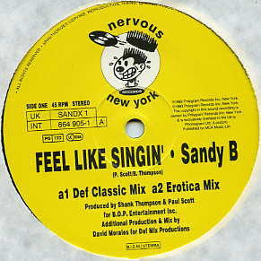 Sandy B : Feel Like Singin' (12", Single)