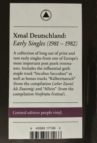 Xmal Deutschland* : Early Singles (1981 - 1982) (LP, Comp, Ltd, RM, Pur)